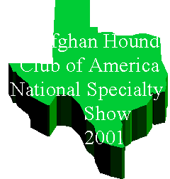 map of Texas - Afghan Hound Club of America National Specialty Show 2001 was in Houston, TX AKC dog shows