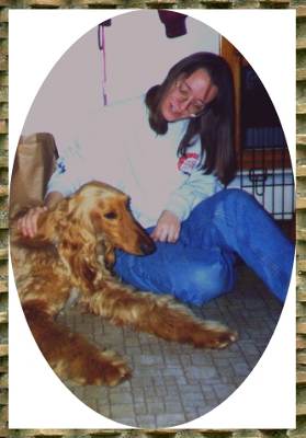 photo of Sarah and Drifter - Drifter is lost.  He is an AKC registered Afghan Hound dog