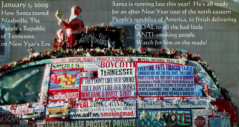 smoker's rights van photograph of New Year's Eve decorations