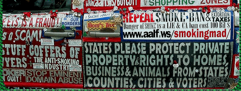 close up photograph midsection smoker's right van christmas decorations